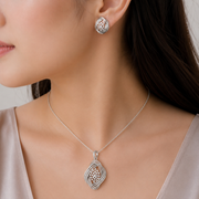 925 Sterling Silver Necklace with Earring Set Studded With Cubic Zircons